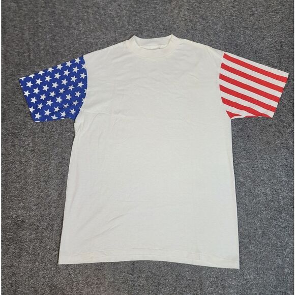 Vtg 90's L.A. Sportwear Amrica Flag Crewneck Mens T-Shirt Size L Single Stitch - Picture 1 of 11